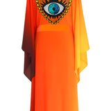 Monochrome Ombre - Fire Kimono Evil Eye (Neon Orange) - Long