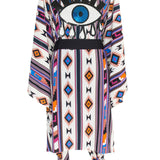 Boho - Blue Navajo Kimono Evil Eye (Black)