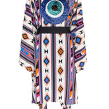 Boho - Blue Navajo Kimono Evil Eye (Black)