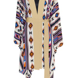 Boho - Blue Navajo Kimono (Beige)