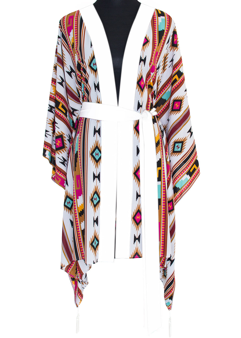 Boho - Maroon Navajo Kimono (Off-White)