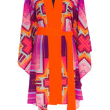 Tribal - Pink Kimono Skull (Neon Orange)