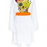 Monochrome - White Kimono Skull (Neon Orange)