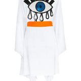 Monochrome - White Kimono Evil Eye (Neon Orange)