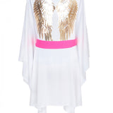 Monochrome - White Kimono Wings (Neon Pink)