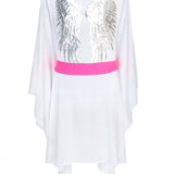 Monochrome - White Kimono Wings (Neon Pink)