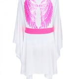 Monochrome - White Kimono Wings (Neon Pink)