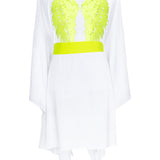 Monochrome - White Kimono Wings (Neon Yellow)