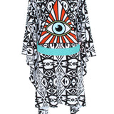 Tulum – Tribal Eye Kimono (Turquoise) - Midi