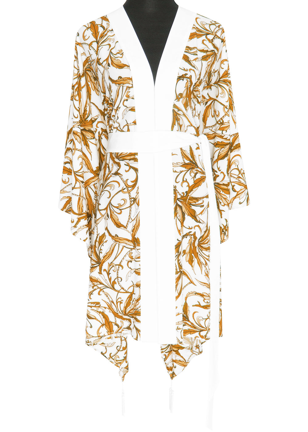 Tropics - Royal Brown Kimono (Off-White)