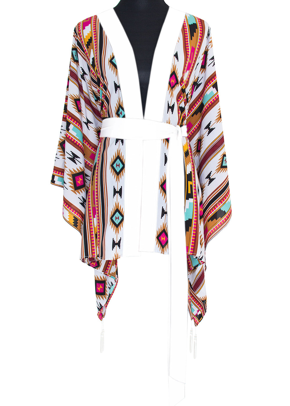 Boho - Maroon Navajo Kimono (Off-White)