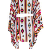 Boho - Maroon Navajo Kimono (Off-White)