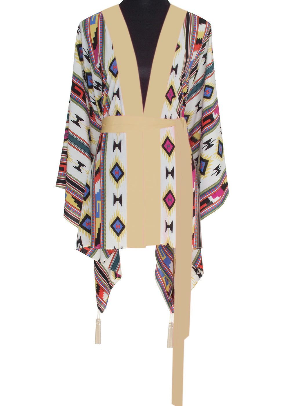 Boho - Pink Navajo Kimono (Beige)