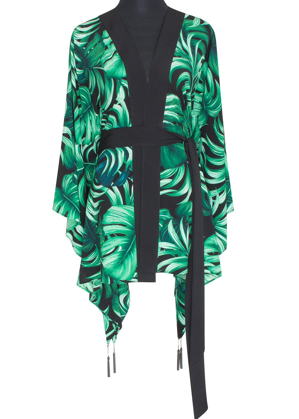 Jungle - Monstera Black / Green Kimono (Black)