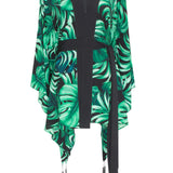 Jungle - Monstera Black / Green Kimono (Black)