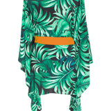 Jungle - Monstera Black / Green Kimono (Neon Orange)