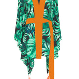 Jungle - Monstera Black / Green Kimono (Neon Orange)