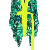 Jungle - Monstera Black / Green Kimono (Neon Yellow)