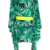 Jungle - Monstera Black / Green Kimono (Neon Yellow)