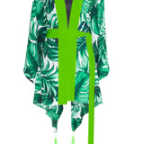 Jungle - Monstera White / Green Kimono (Neon Green)