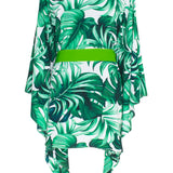 Jungle - Monstera White / Green Kimono (Neon Green)