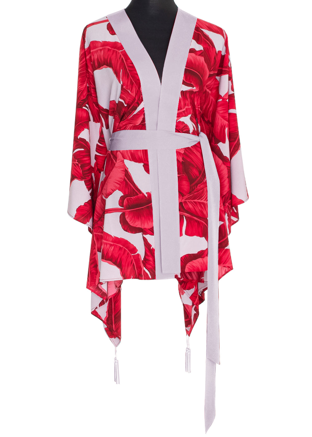 Jungle - Red / Grey Palm Kimono (Grey)