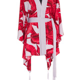 Jungle - Red / Grey Palm Kimono (Grey)