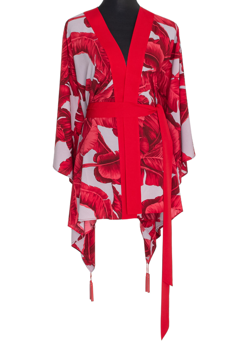 Jungle - Red / Grey Palm Kimono (Red)