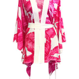 Jungle - Pink Palm Kimono (Off-White)