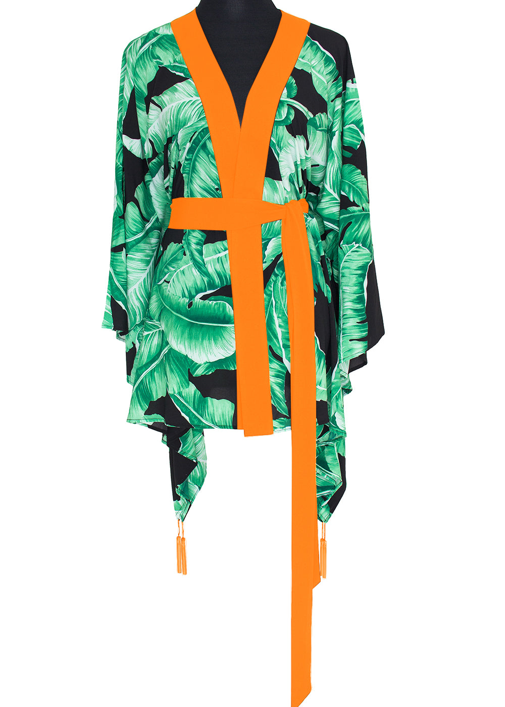 Jungle - Black Palm Kimono (Neon Orange)