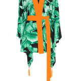 Jungle - Black Palm Kimono (Neon Orange)