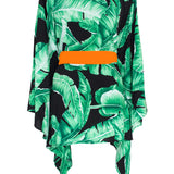 Jungle - Black Palm Kimono (Neon Orange)