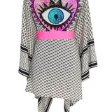 Desert - Tribe Kimono Evil Eye (Neon Pink)