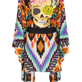 Tribal – Orange Apache Kimono Skull (Black)