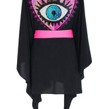 Monochrome - Black Kimono Evil Eye (Neon Pink)