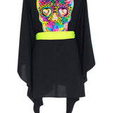 Monochrome - Black Kimono Skull (Neon Yellow)