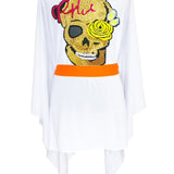 Monochrome - White Kimono Skull (Neon Orange)