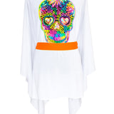 Monochrome - White Kimono Skull (Neon Orange)