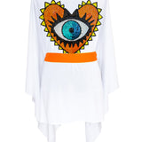 Monochrome - White Kimono Evil Eye (Neon Orange)