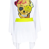 Monochrome - White Kimono Skull (Neon Yellow)