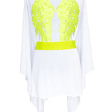 Monochrome - White Kimono Wings (Neon Yellow)