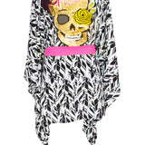 Tulum – Feathers Kimono Skull (Neon Pink)