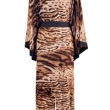 Safari – African Cat Maxi Split Kaftan (Black)