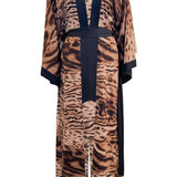 Safari – African Cat Maxi Split Kaftan (Black)