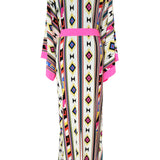 Boho - Pink Navajo Maxi Split Kaftan (Neon Pink)