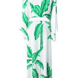 Jungle – White Palm Maxi Split Kaftan (Off-White)