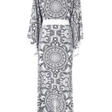 Tribal - Moon Maxi Split Kaftan (Off-White)