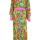 Tropics - Jungle Paradise Maxi Split Kaftan (Neon Pink)