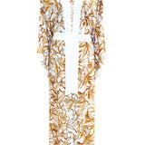 Tropics - Royal Brown Maxi Split Kaftan (Off-White)