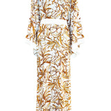 Tropics - Royal Brown Maxi Split Kaftan (Off-White)